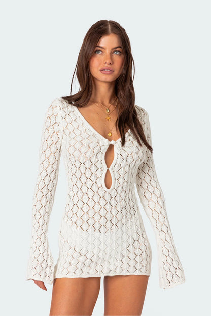 Velunella Crochet Mini Dress